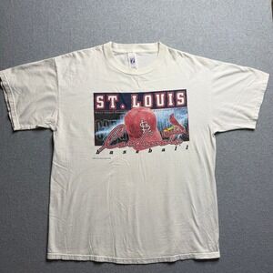 Vintage 1999 St Louis Cardinals Logo Athletic T Shirt Mens XL White MLB Baseball